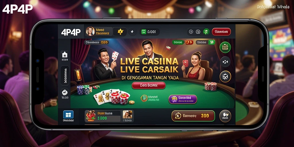 Screenshot menunjukkan dealer langsung di permainan Live Casino 4P4P.