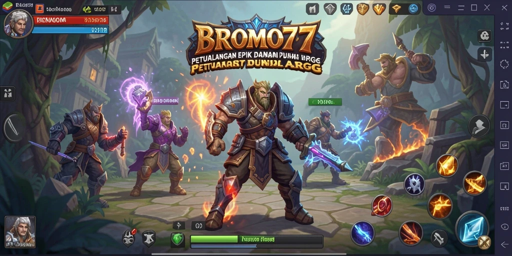 Screenshot gameplay BROMO77 dengan aksi pertempuran yang seru.