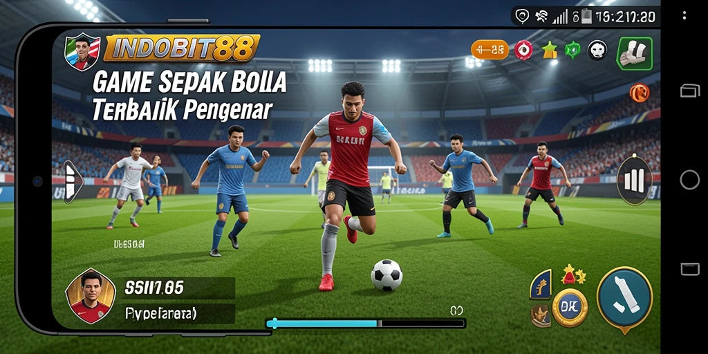 Tampilan gameplay <strong>INDOBIT88</strong> dengan aksi sepak bola menegangkan.