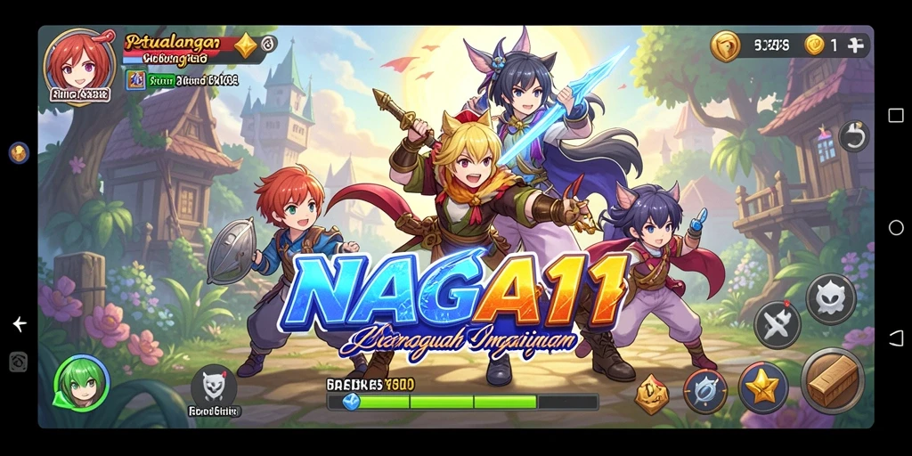 Screenshot gameplay NAGA11 dengan karakter Anime yang menawan.