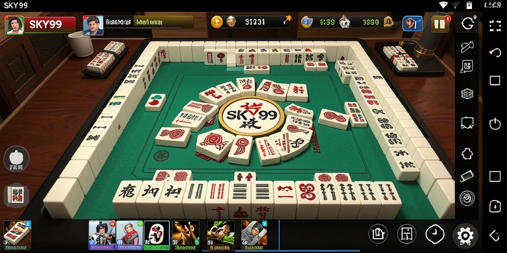 Screenshot utama gameplay Mahjong yang menantang di SKY99.