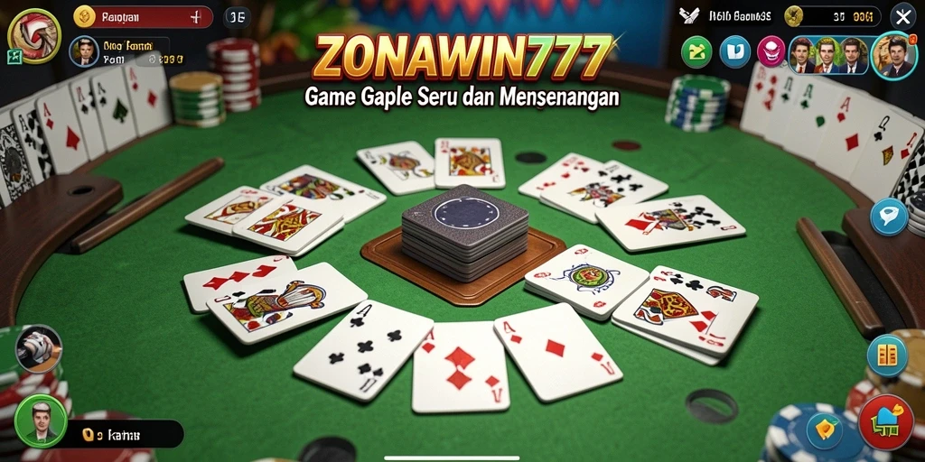 Tampilan gameplay seru ZONAWIN777 dengan suasana Gaple yang nyata.
